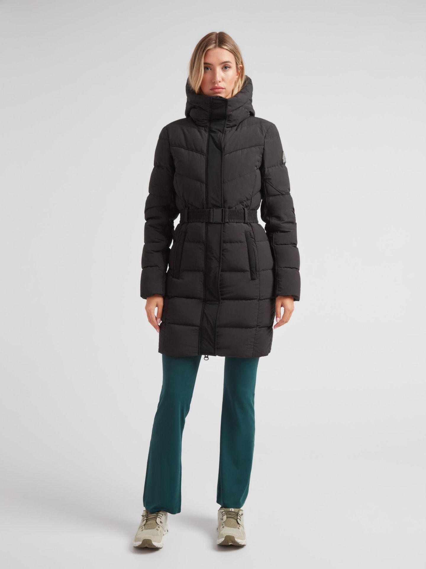 Женское пальто JACK1T Diamond Belted Hooded Down Coat, цвет: Чёрный — фото 4