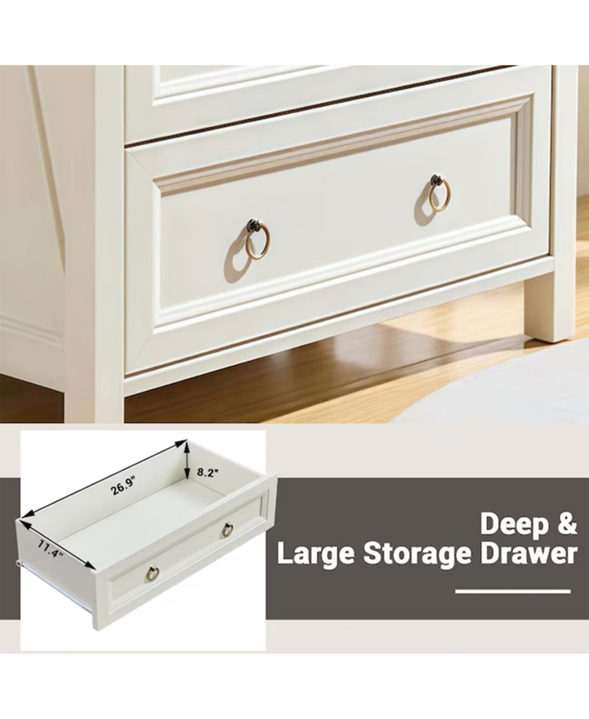 Airsurfer 5 Drawers Dresser Chest for Bedroom Wood Rustic Tall Chest of Drawers Organizer for Bedroom Living Room and Hallway