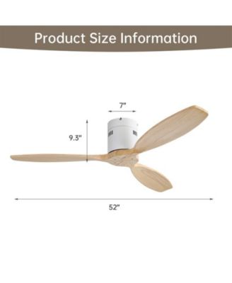 52-inch Modern 3-Blade Flush Mount with Remote Control and Timing Function Ceiling Fan