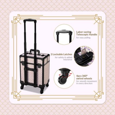 Cosmetology Case on Wheels Cosmetic Trolley Travel Art Deco Tyrian
