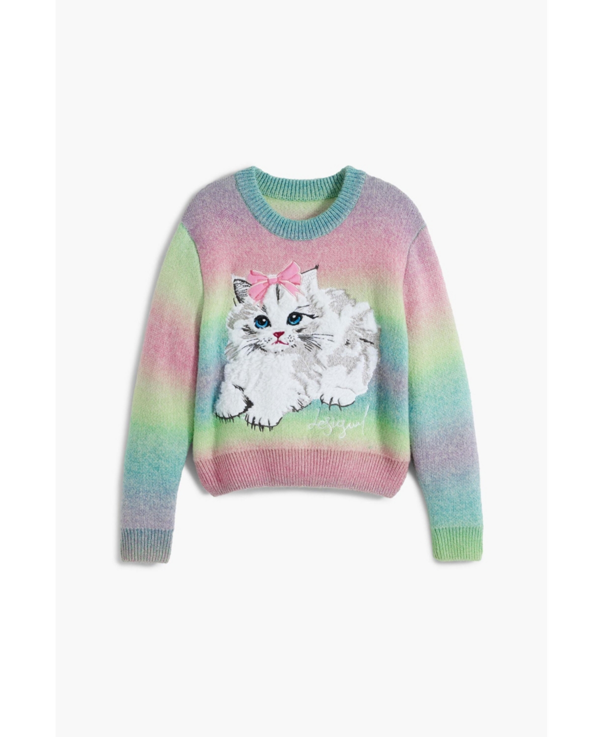 Desigual Girls's Rainbow cat sweater