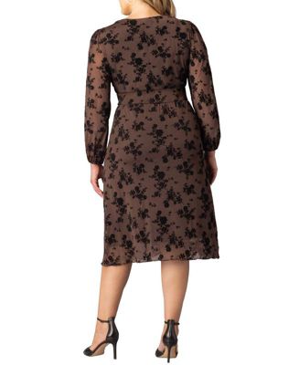 Plus Size Melanie Long Sleeve Mesh Midi Cocktail Dress