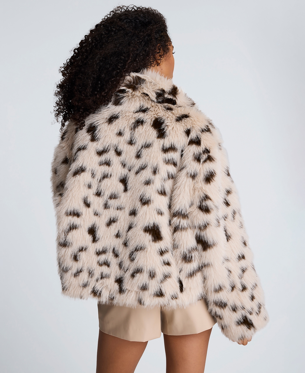 Kenneth Cole Faux Fur Spot Jacket In Brown