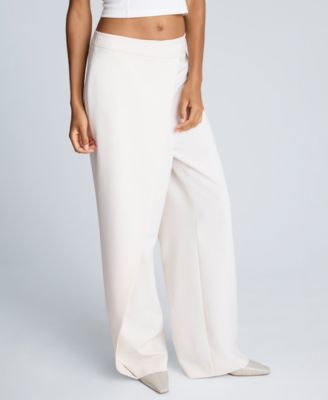 Women's Luxe Twill Fly Front Asymmetrical Crossover Pants