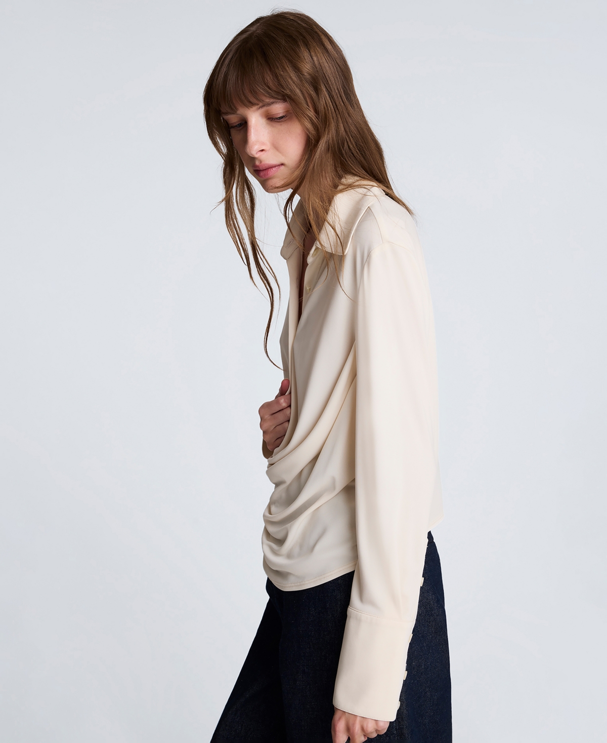 Kenneth Cole Women's Drape Front Pull-On Shirt