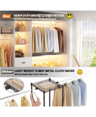 120'' Heavy Duty Closet Organizer System with 3 Wooden Drawers, 10FT Walk-in Closet Organizer with 3 Shelving Towers