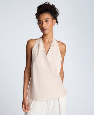 Kenneth Cole - Women's Satin Crossover Halter Blouse