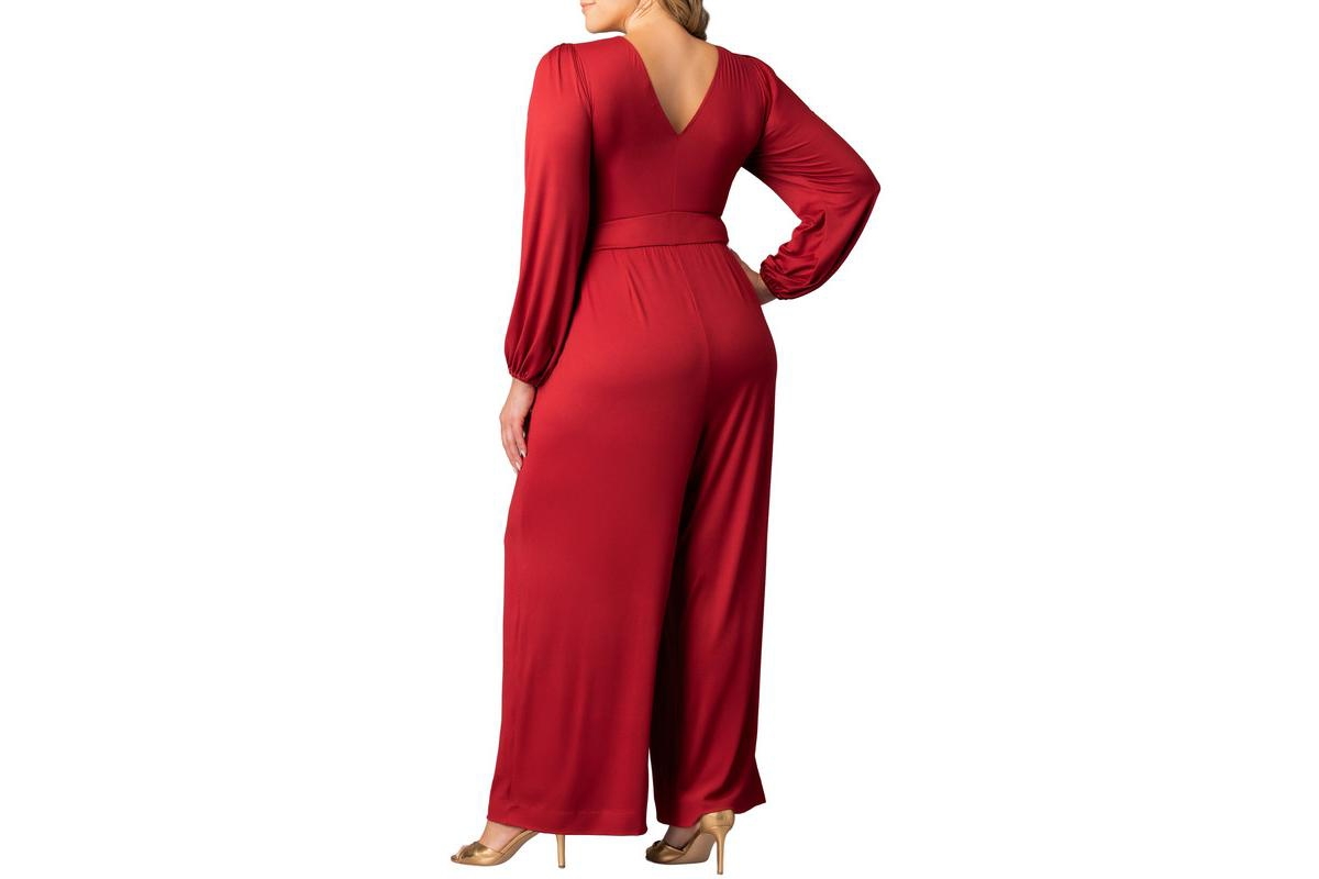 Kiyonna Plus Brigitte Long Sleeve Wide Leg Jumpsuit