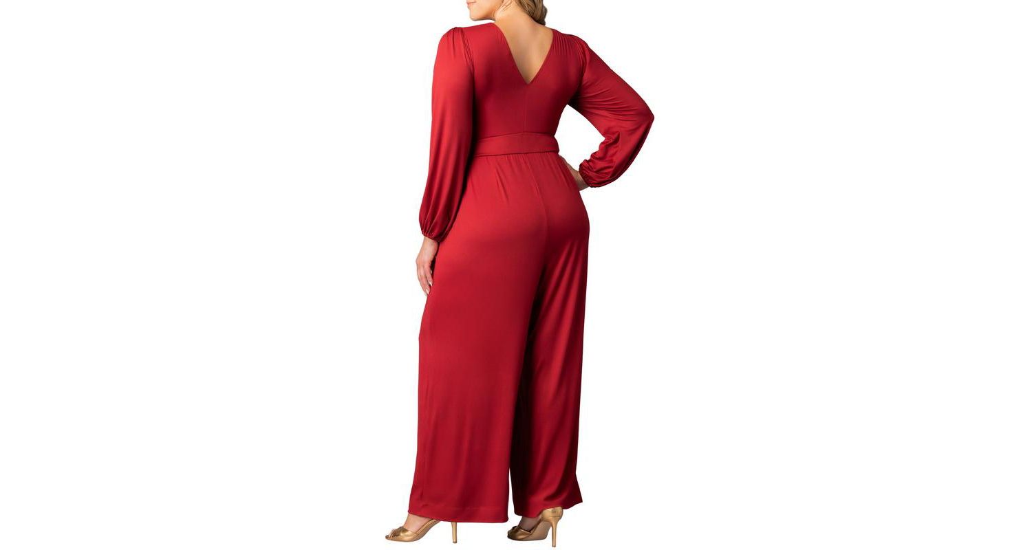 Plus Size Brigitte Long Sleeve Wide Leg Jumpsuit
