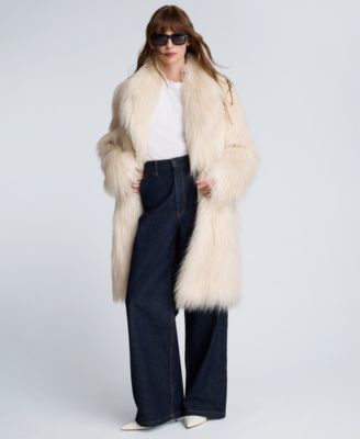 Women's Faux Fur Midi Long-Sleeve Jacket