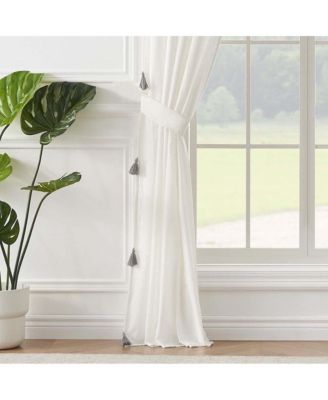 Greenland Home Monterrey Festooned with Large Tassels Window Panel Pair - Each 42"x84" Antique White