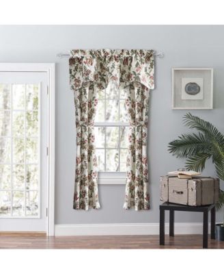 Madison Floral Design Printed Natural Ground 3" Rod Pocket Lined Scallop Valance 58" x 15" Brick