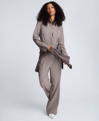 Women's Pinstripe High Rise Double Pleated Pants