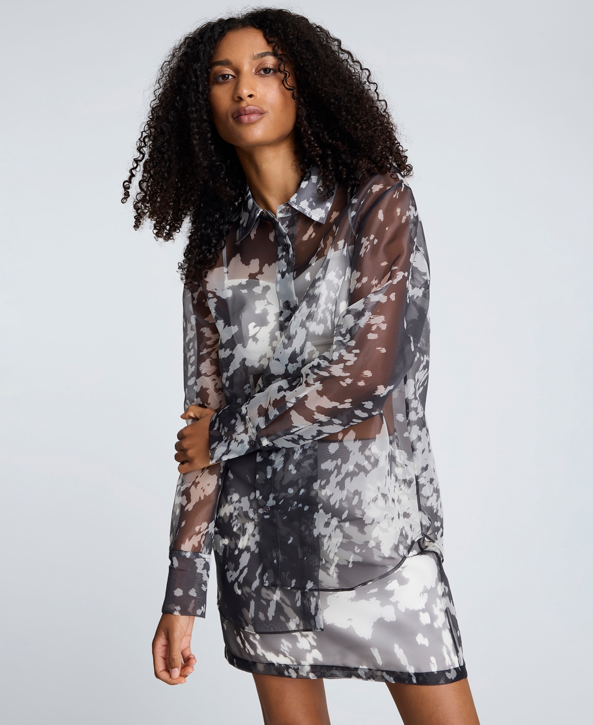 Kenneth Cole Women's Printed Organza Mini Skirt