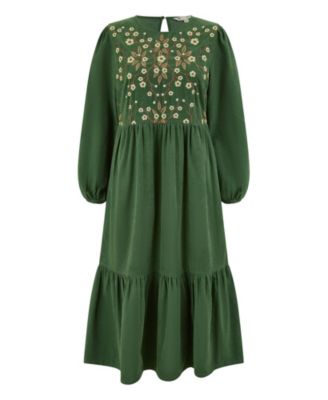 Women's Long Sleeve Embroidered Midi Dress