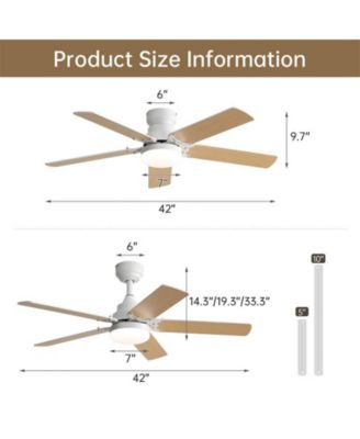 42-inch Modern Minimalist White 5-Blade Led Lights and Remote Control Ceiling Fans