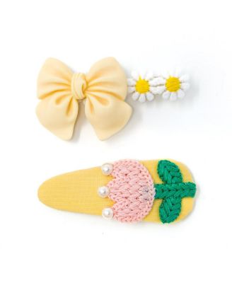 Girls 2pc Hair Clip Set - Bow Garden
