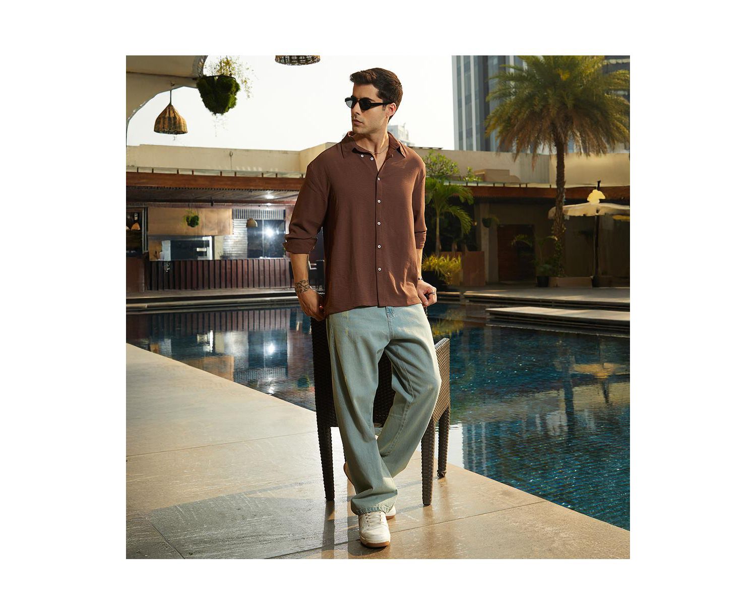Men's Chocolate Brown Breezy Wrinked Shirt