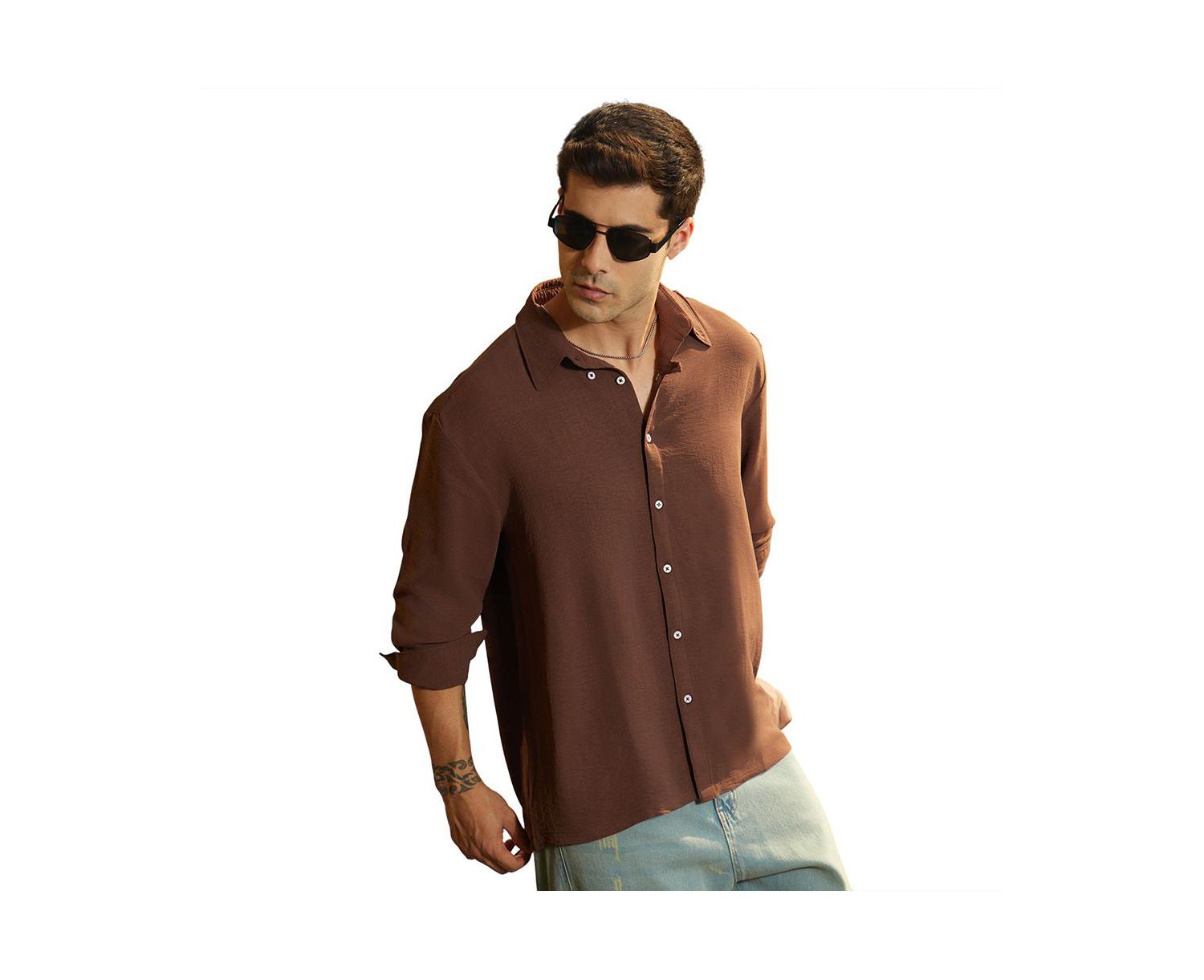 Men's Chocolate Brown Breezy Wrinked Shirt