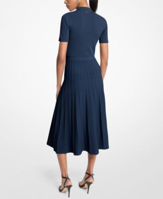 Women's Polo Collar Short-Sleeve Midi Dress