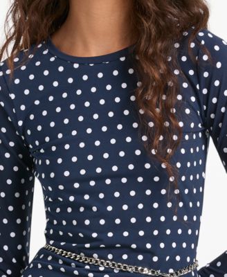 Michael Kors Women's Dotted Long-Sleeve Mini Dress