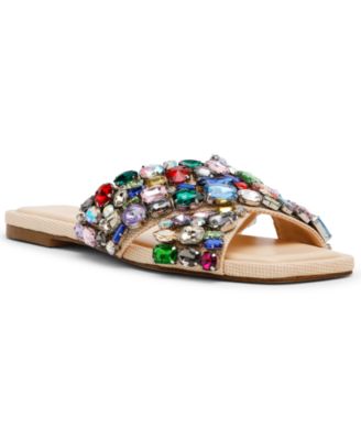 Steve Madden - Women's Levity Embellished Flat Slide Sandals
