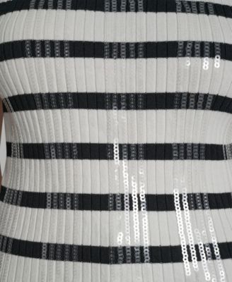 Women's Sleeveless Sequin & Stripe Scoop Neck Tank Top