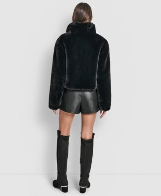 Women's Long-Sleeve Cropped Faux Fur Jacket