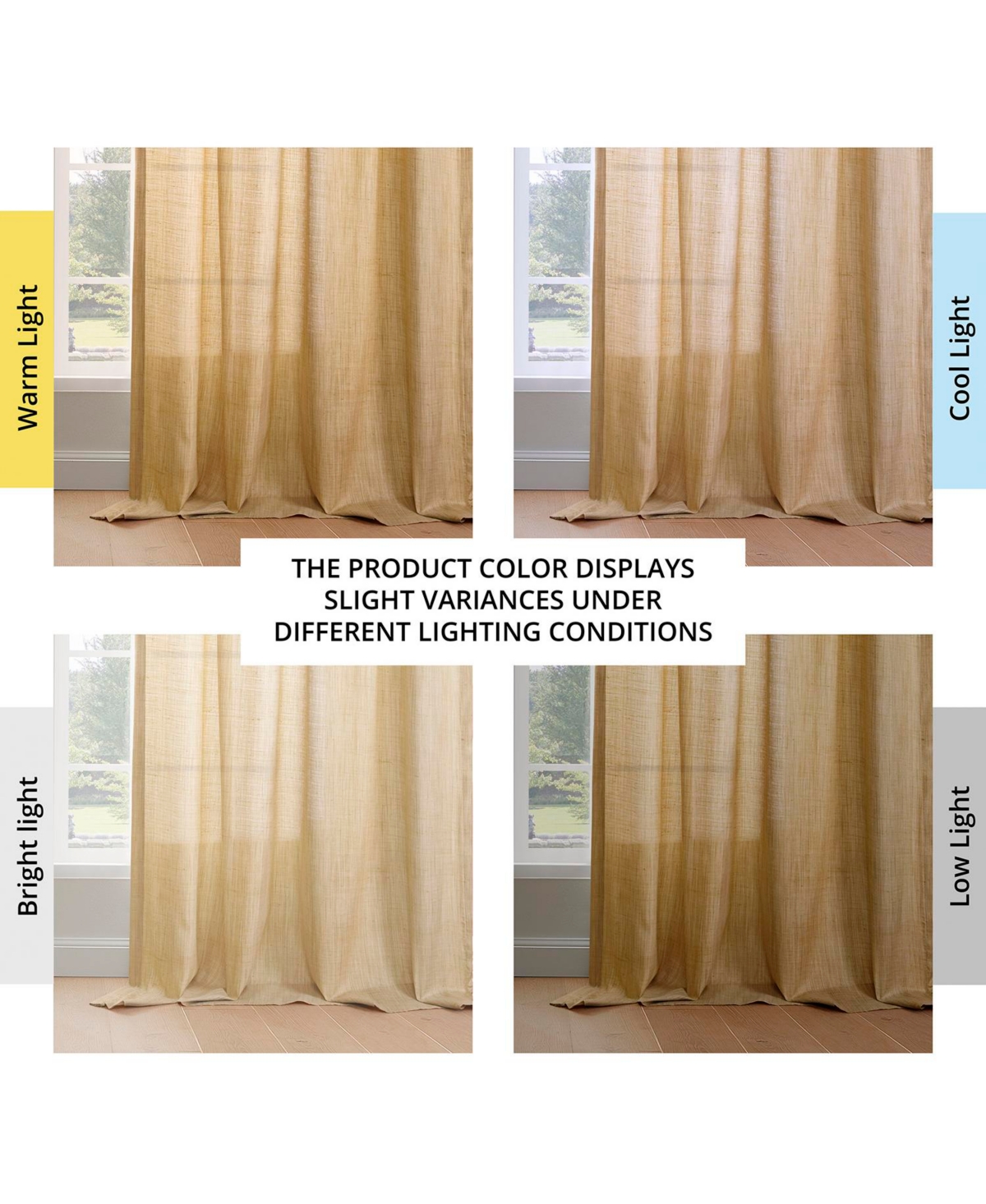 Rustic Weave Linen Curtains (2 Panels) Sheer Window Panel Set, Rod Pocket Curtains