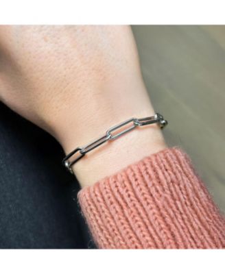 Extra Large Paperclip Bracelet 14K White Gold