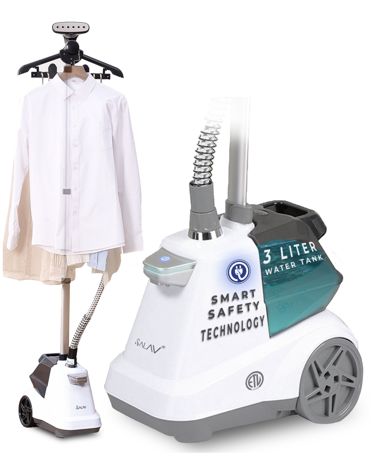 Salav Commercial Grade Smart Auto Shut-off 70.5" Garment Steamer In White