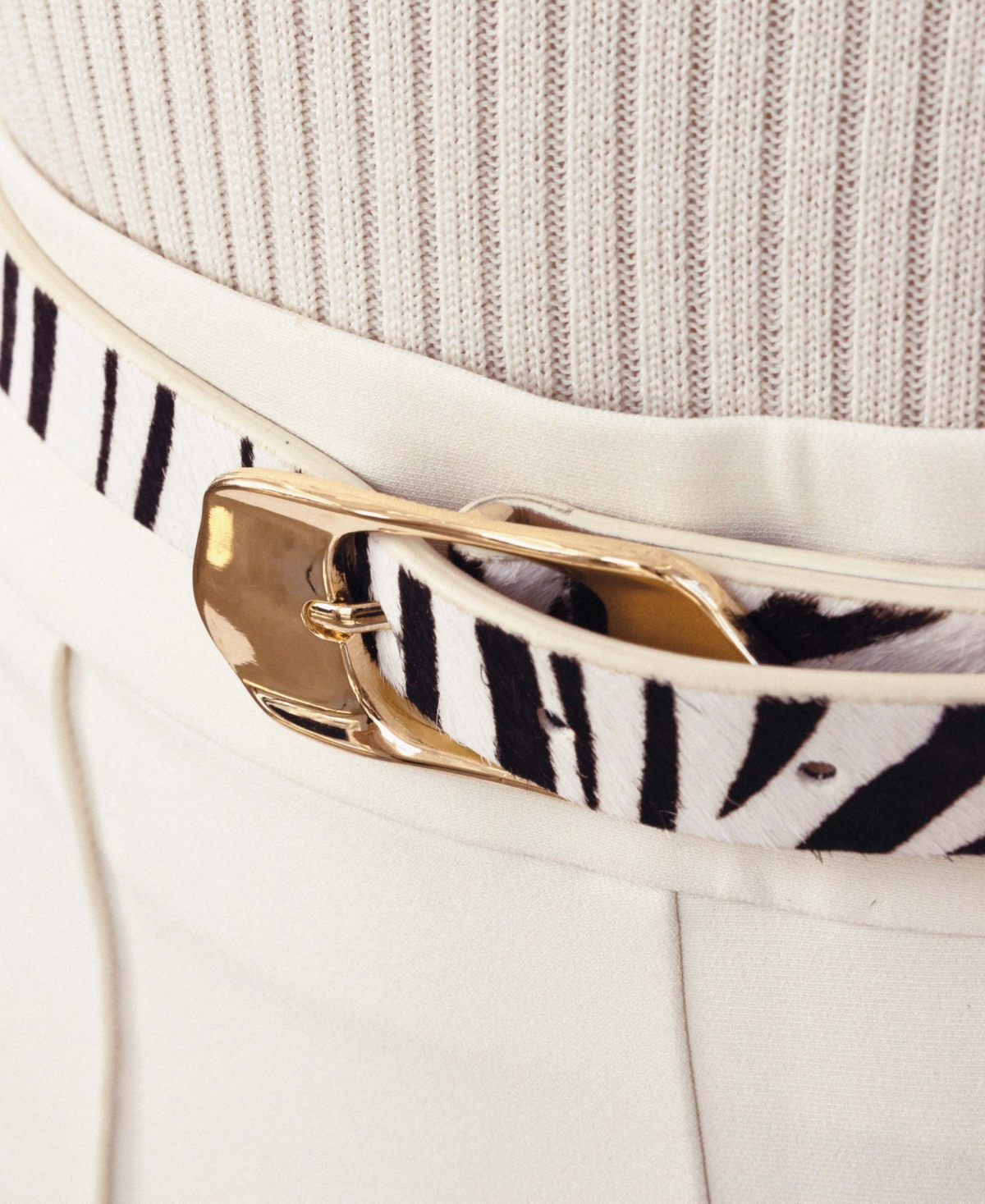 Ettika Zebra Print Molten Metal Belt