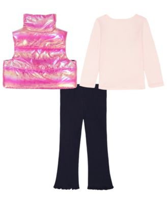 Girls 4-6X Long-Sleeve T-Shirt, Vest and Leggings, 3-Piece Set