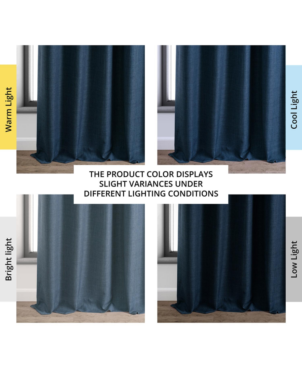 Half Price Drapes Voyager Blue Faux Linen Hotel Blackout Curtain