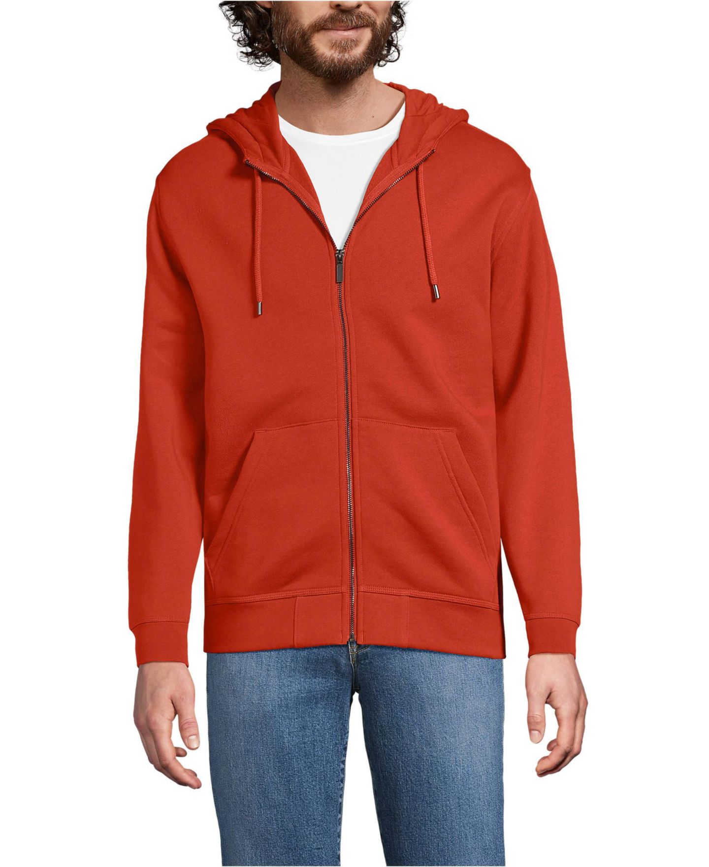 Мужское худи Lands' End Long Sleeve RainDefense Serious Sweats Full Zip, цвет: Bourbon — фото 1