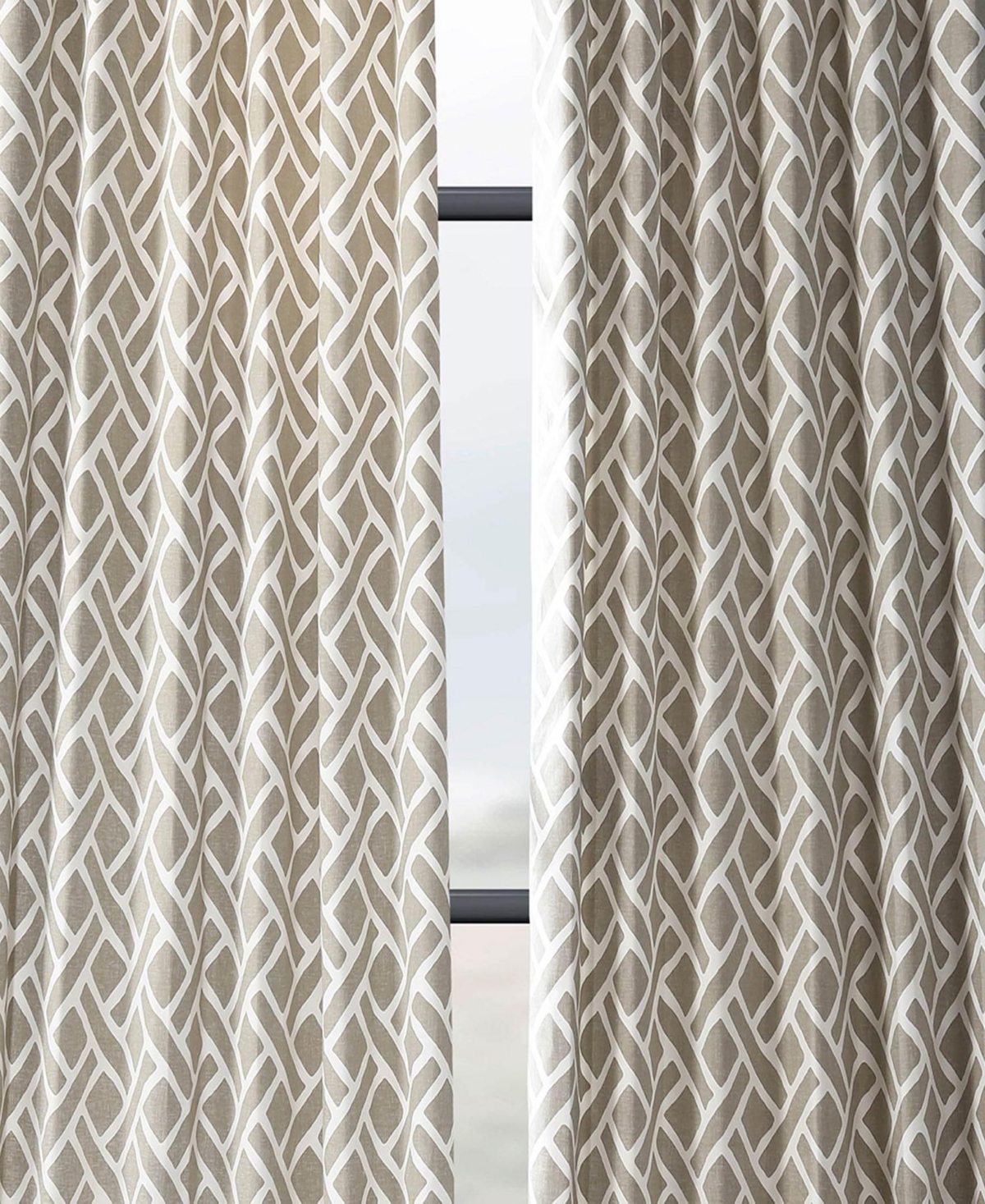 Half Price Drapes Martinique Taupe Geometric Printed Cotton Room Darkening Curtain