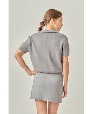 Women's Polo Knit Short Seeves Top