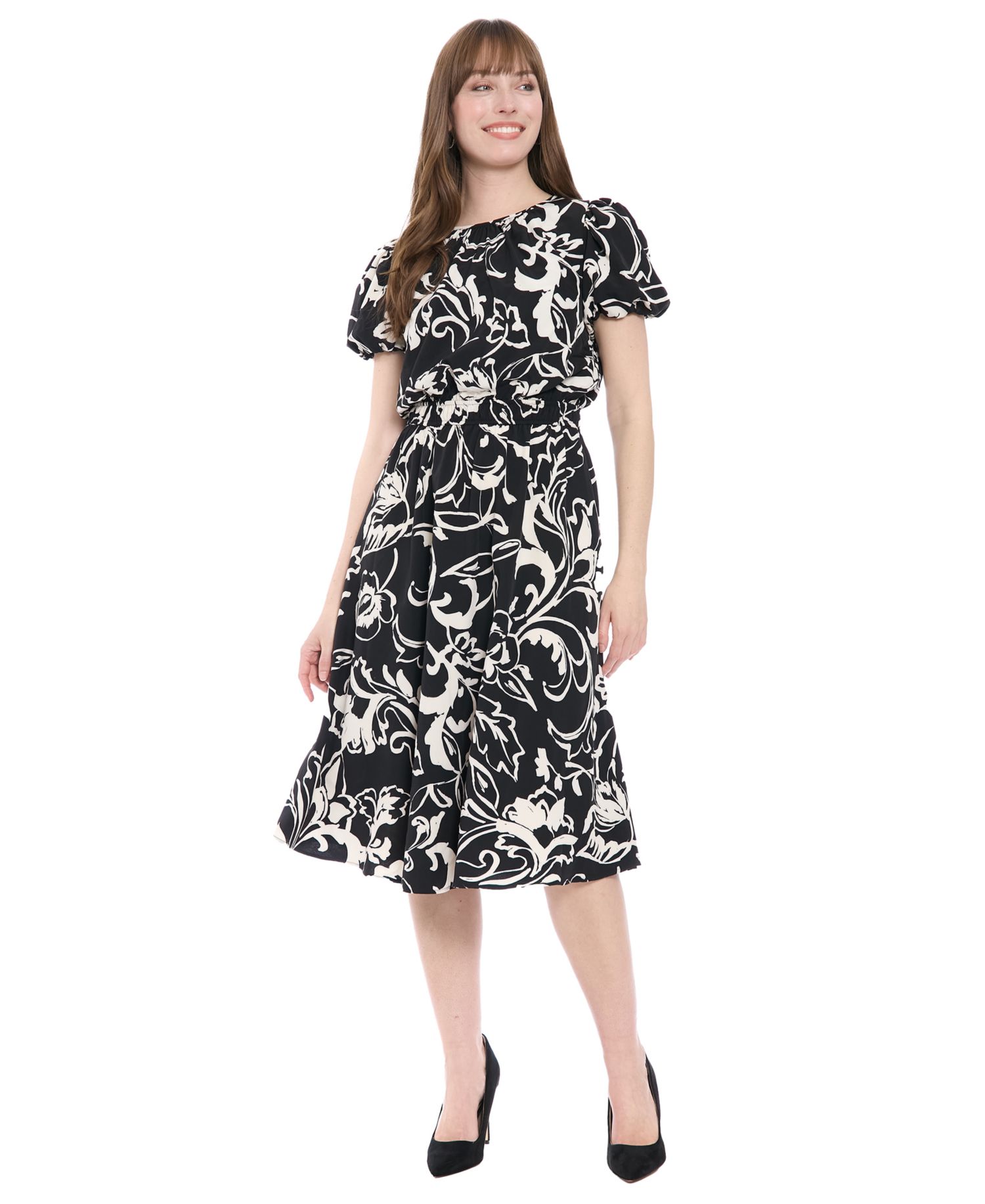 Women's Tucked-Sleeve Midi Dress