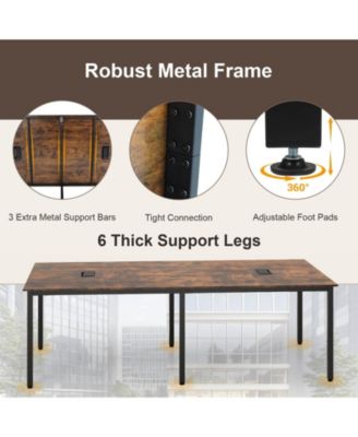 95" x 48" Large Meeting Table Seats up to 10 People 2 Cable Grommets for Office