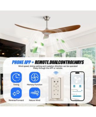 60-inch Modern Luxury Sand Nickel 3-Blade Ceiling Fans with Remote Control and Timer Function