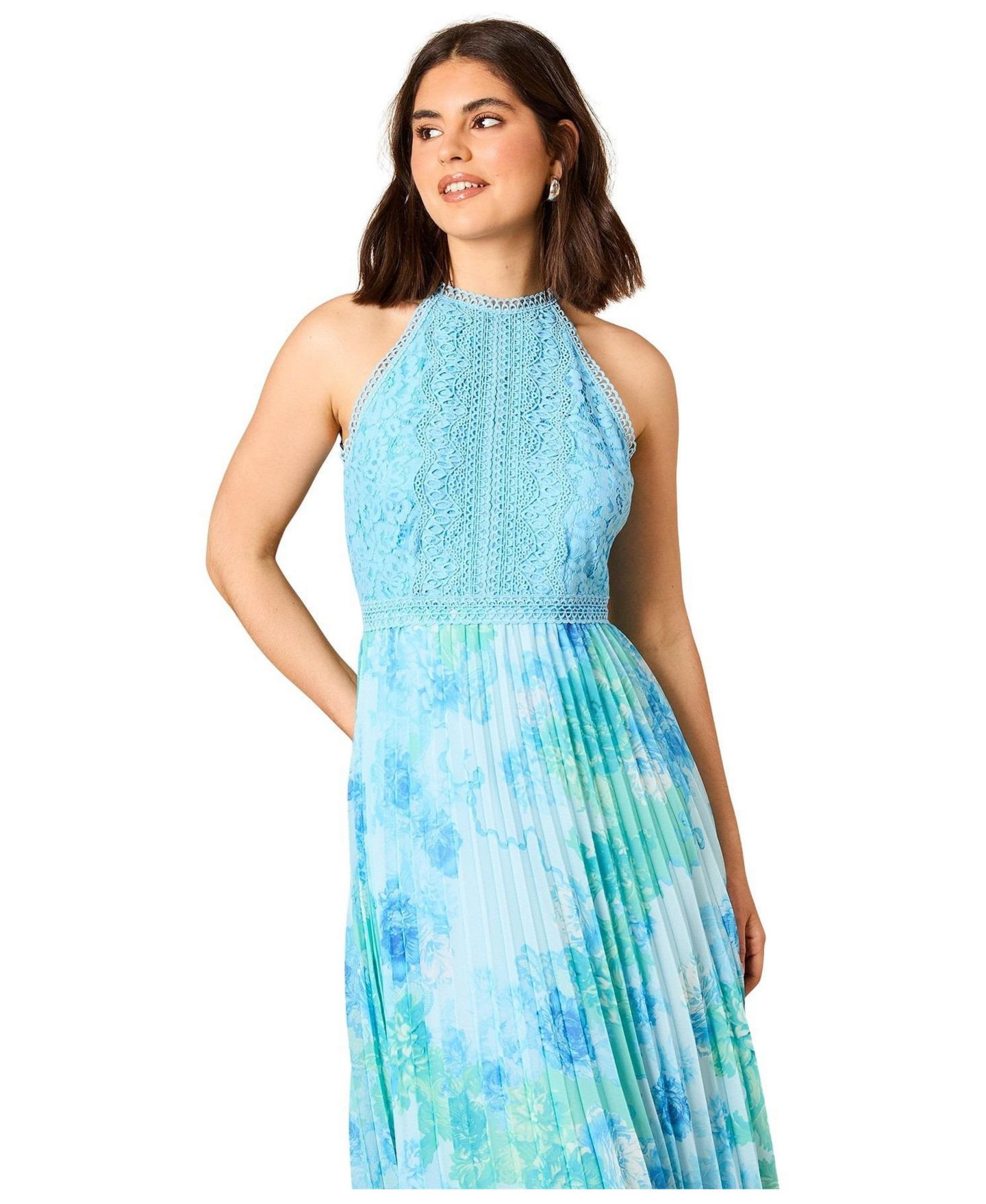 Женское платье Oasis Printed Lace Mix Halterneck Midi, цвет: С принтом — фото 7