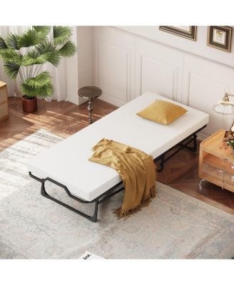 Portable Folding Bed with Mattress & Metal Frame for Easy Storage, 75"x 31"