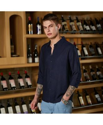 Men's Navy Blue Breezy Wrinked Shirt