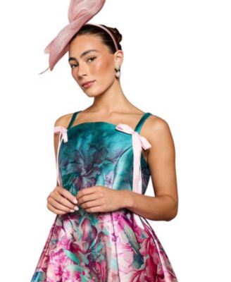 Women's Strappy Bow Detail Twill Midi Dress