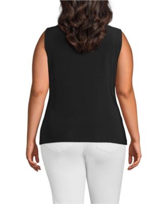 Women's Plus Size Sleeveless Silky Knit Drape Front Top