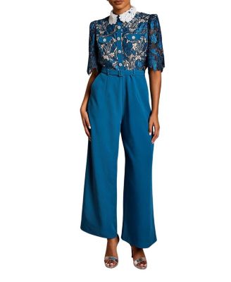 Women's Lace Shirt Short Sleeve Jumpsuit