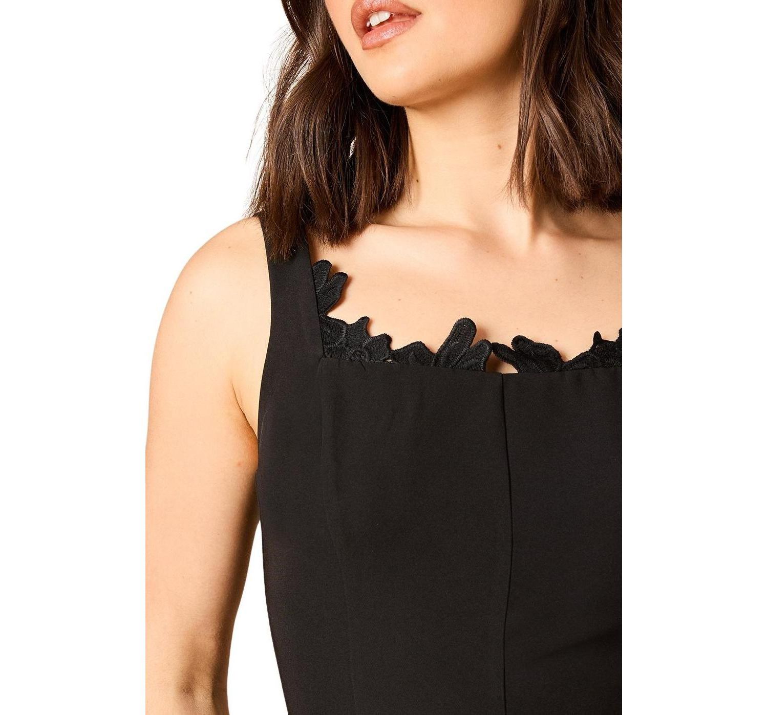 Women's Lace Godet Square Neck Mini Dress