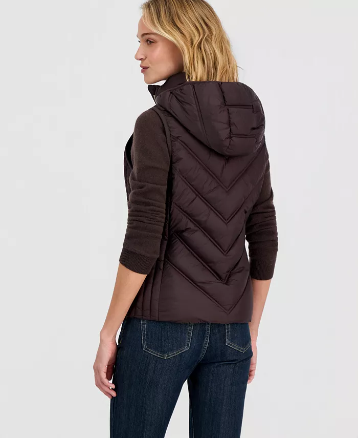 Women's Hooded Puffer Vest - thumbnail 10