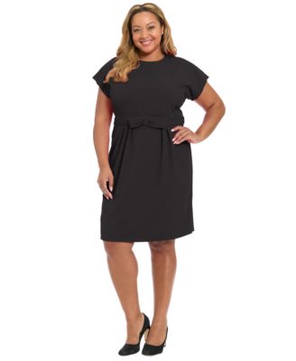 London Times - Plus Size Sheath Crewneck Dress
