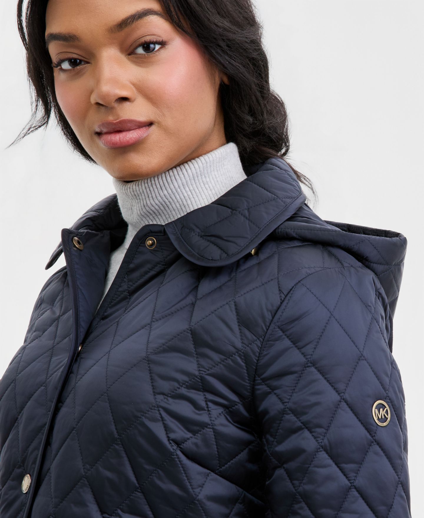 Женское пальто MICHAEL Michael Kors Short Hooded Quilted, цвет: Тёмно-синий — фото 3